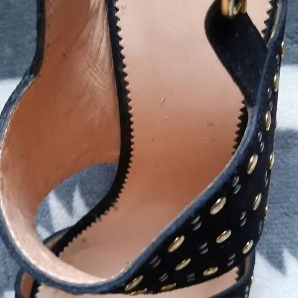 J.Crew Stella 3.5 Inch Block Heel Black Suede Leather Strappy Sandal Size 8.5 - Picture 7 of 16